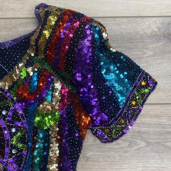 Vintage‎ Beaded Cocktail Mini Dress - Picture 4 of 16